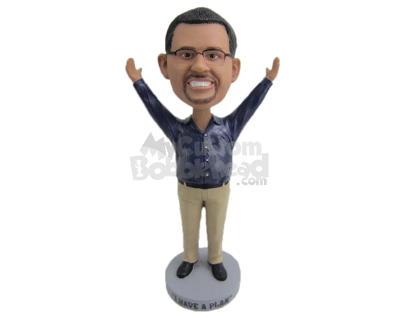 Custom Bobblehead Happy Smart Gentleman With Arms Wide Open - Leisure & Casual Casual Males Personalized Bobblehead & Cake Topper Custom Bobblehead Happy Smart Gentleman With Arms Wide Open - Leisure & Casual Casual Males Personalized Bobblehead & Cake Topper